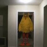 Big bird kicks down a door meme template