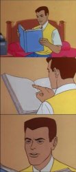 Peter parker reading a book meme template