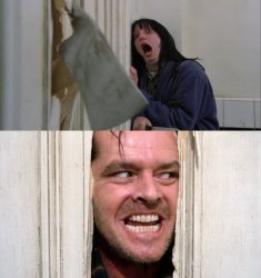 Jack Torrance axe shining meme template
