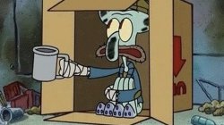 Squidward Spare Change meme template