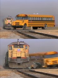 train crashes bus meme template