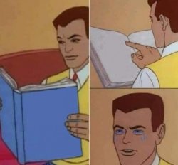 Peter Parker Reading Book & Crying meme template