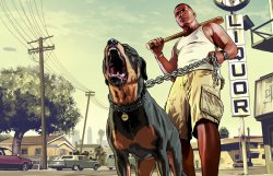 GTA 5 Franklin and his dog Chop meme template