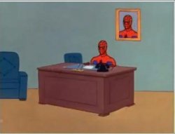 Spiderman Computer Desk meme template